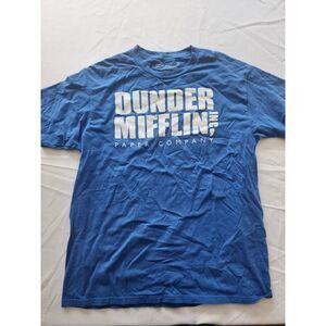 RIPPLE JUNCTION SHIRT THE OFFICE MENS LARGE DUNDER MIFFLIN PAPER CO BLUE WHITE‎